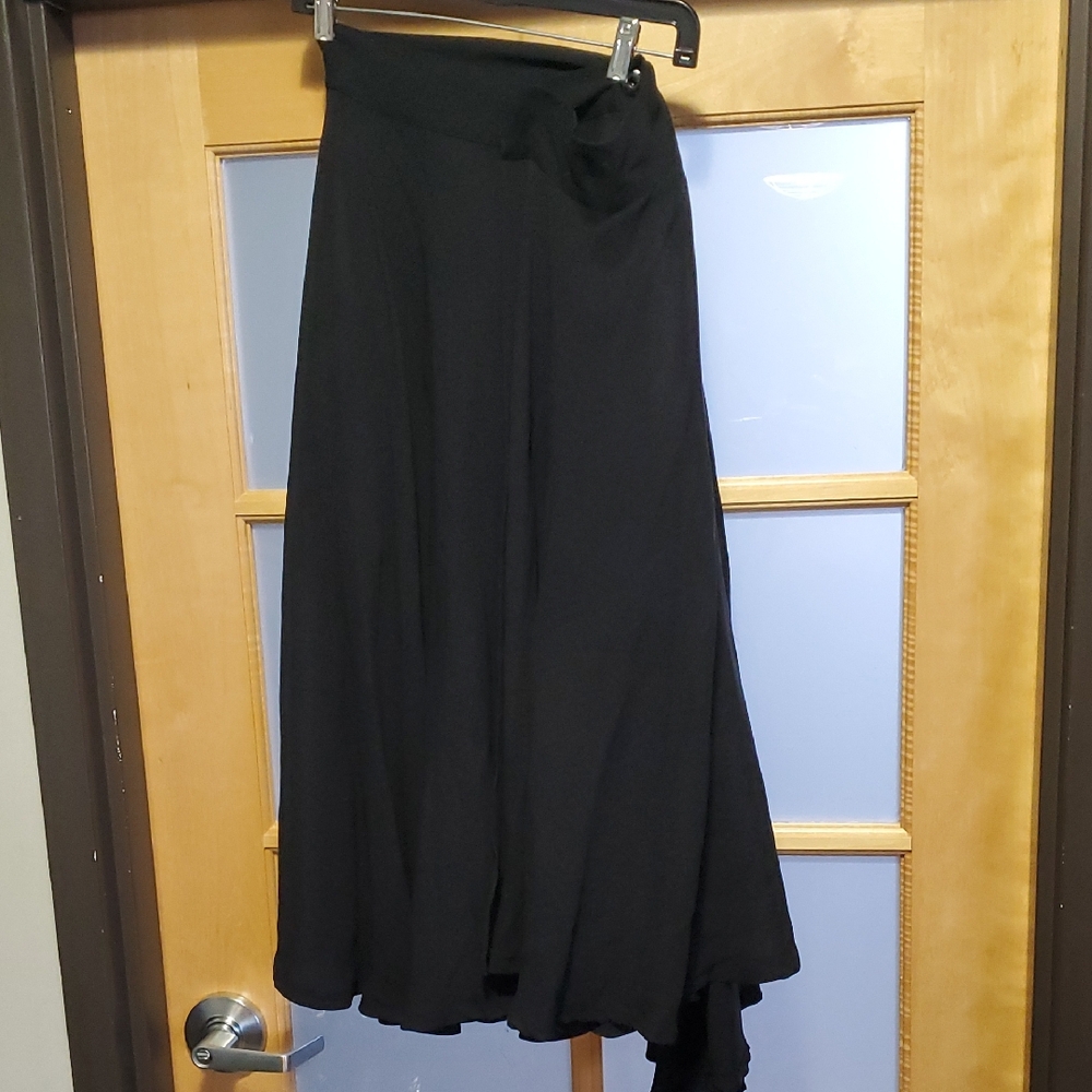 Sz 2 Yohji Yamamoto Black Asymmetrical Maxi Full Wrap Skirt